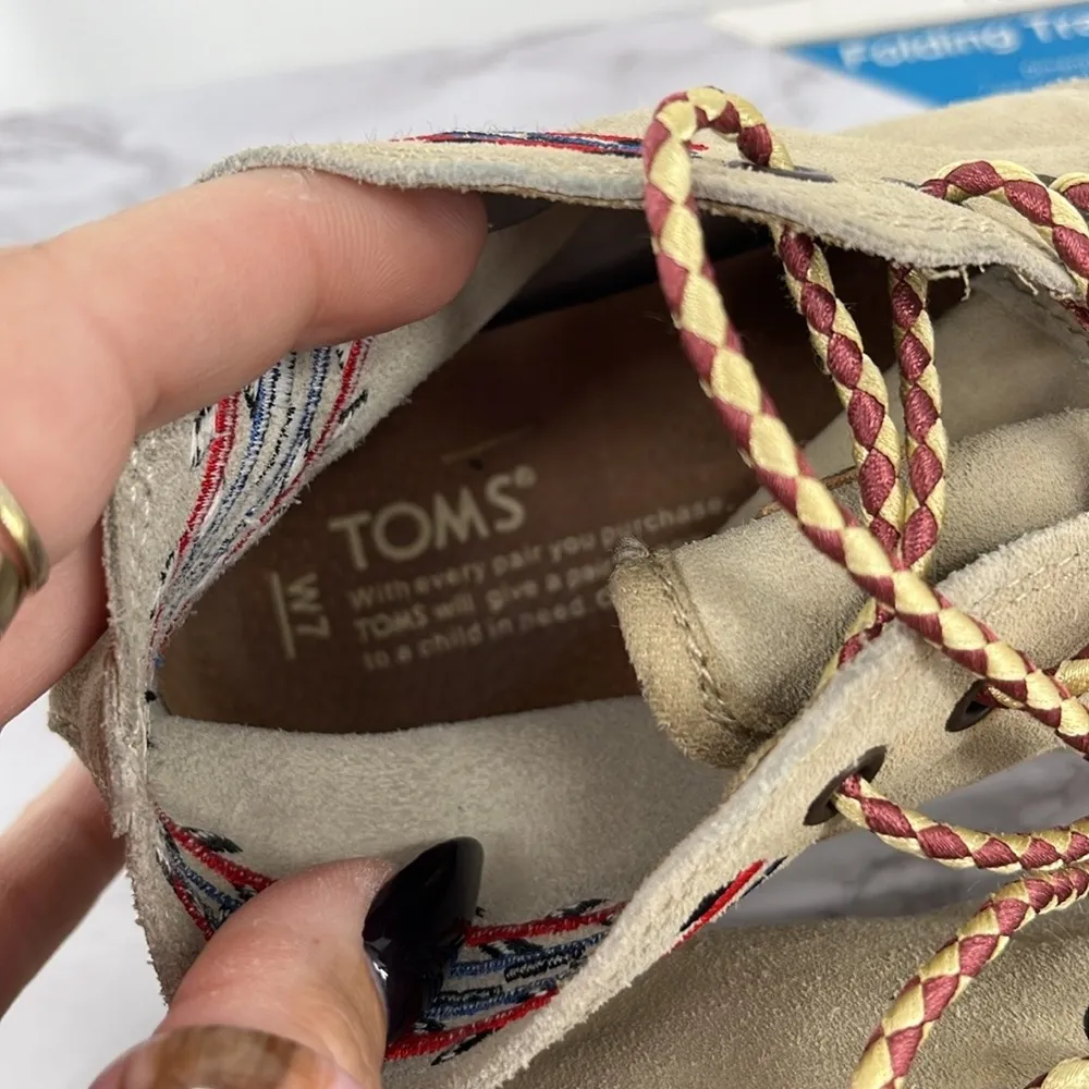 TOMS‎ Sand Alarco Desert Chukka Botas Aztec Lace Up Booties Beige Boho Sz 7 - Image 6