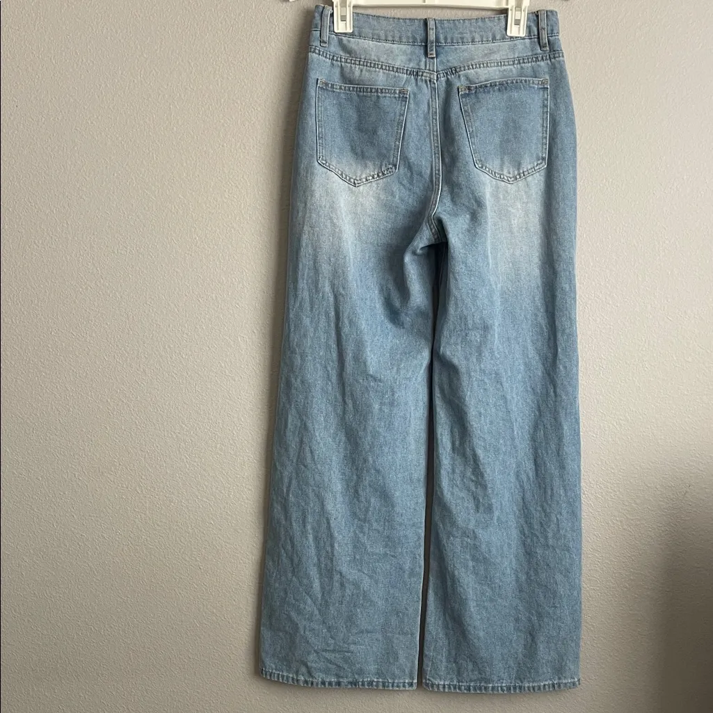 SHEIN Light Blue Flare Distressed Jeans - Image 3