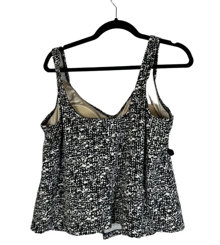 Maxine Black White Pattern Belted Tankini Bikini Top Size 20w - Image 2
