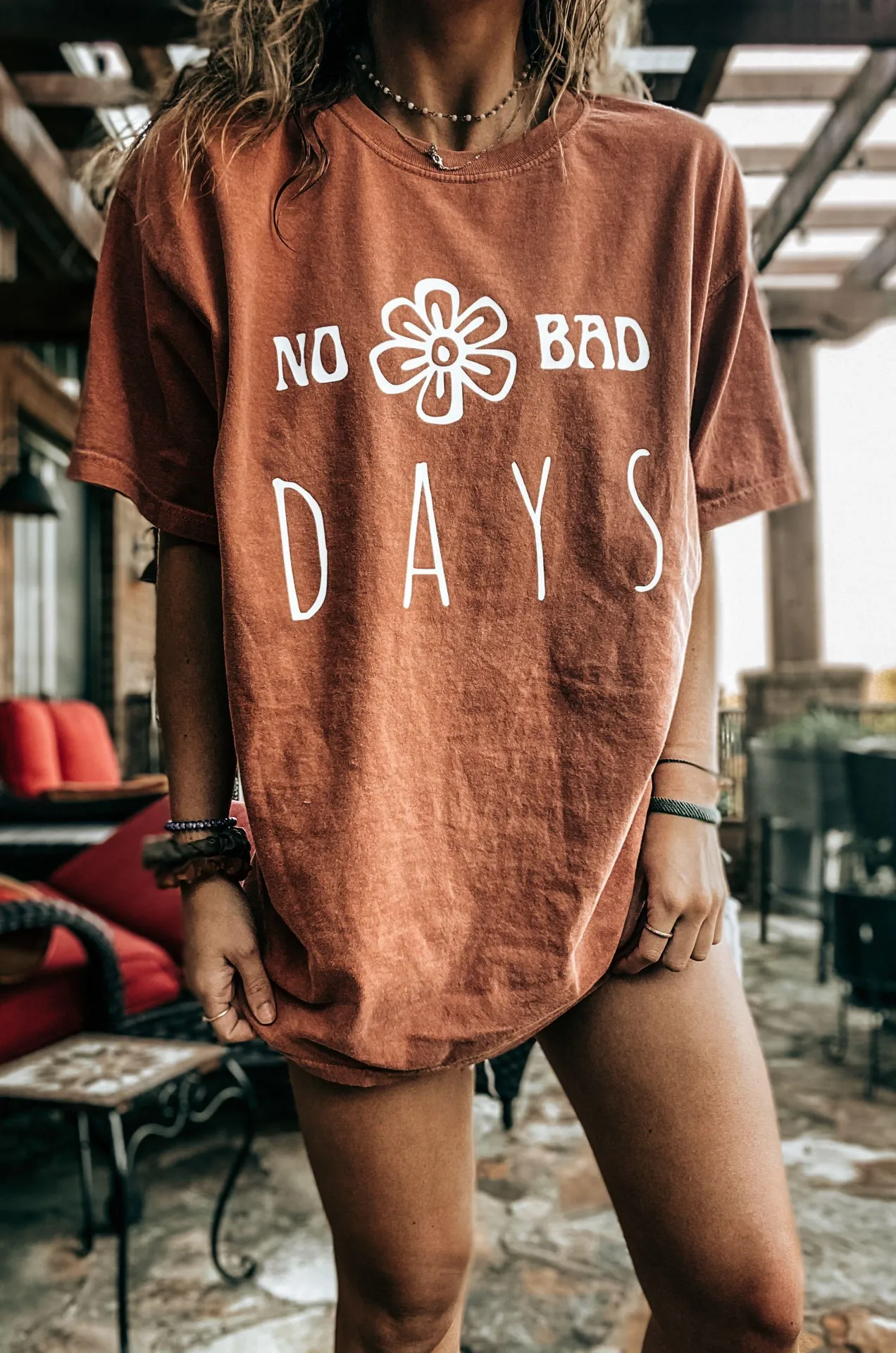 Handmade No Bad Days Tee!! Blue Size M - Image 3