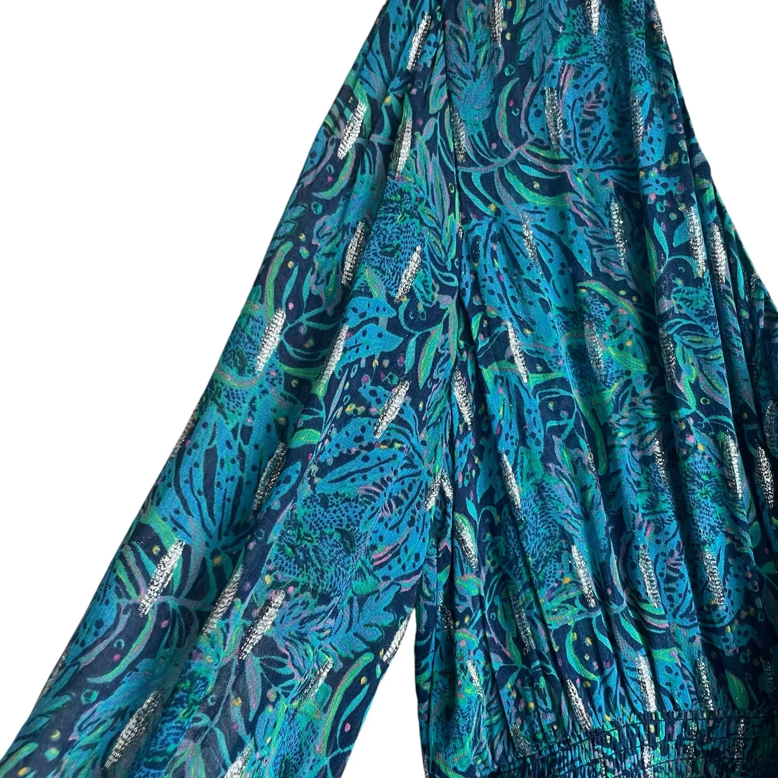 Lilly Pulitzer Women Laralynn‎ Dress 12 Smock Waist Tier Metallic Whimsy Fairy - Image 10