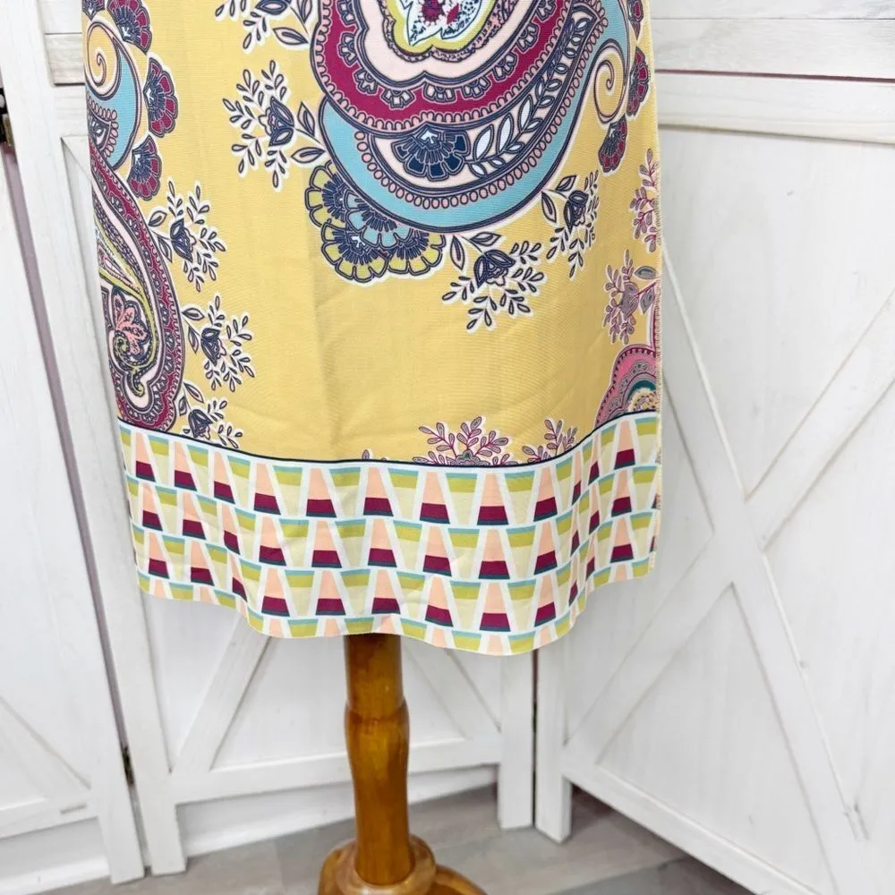 Melissa Paige Reversible Paisley Strokes Stripes Shift Tunic Dress‎ Yellow Teal - Image 11