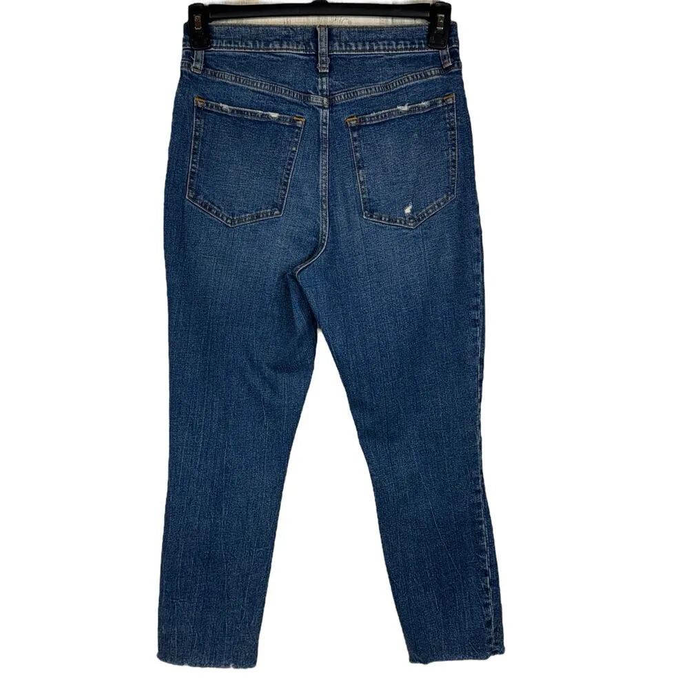 Abercrombie & Fitch SZ 8/29 Ultra High-Rise Mom Jeans Button-Fly Distressed Blue - Image 4