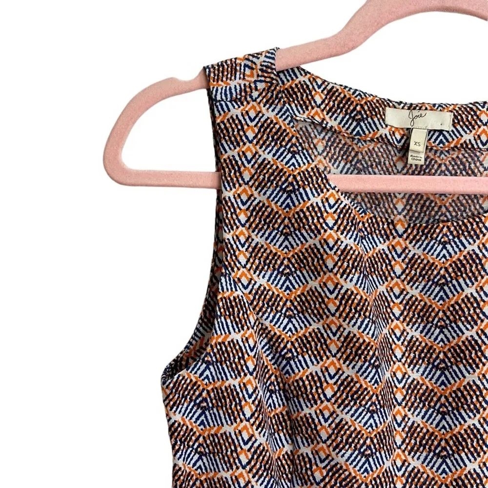 Joie Meriel Linen and Silk Chevron Print Sleeveless Dress - Image 5