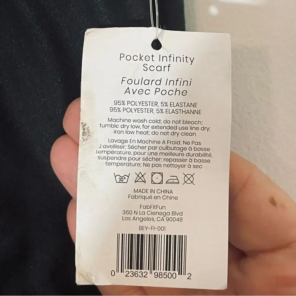 Beyond Yoga Pocket Black/Dark Gray Infinity Scarf OS NWT - Image 5