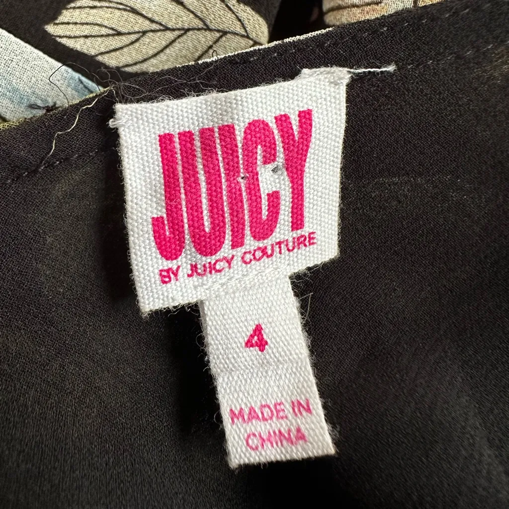 Juicy Couture Black Floral Jumpsuit Ladybugs Sample Rare Wide Leg Dark Fall - Image 7