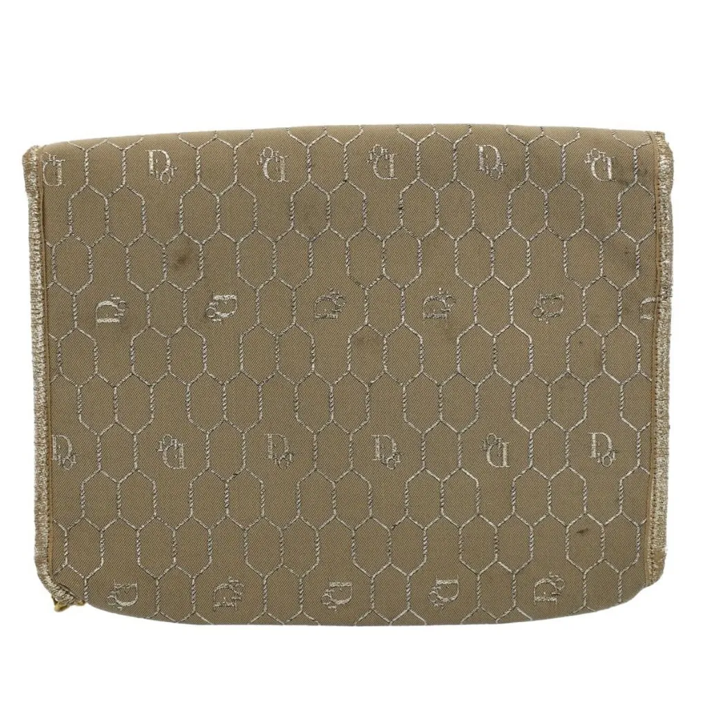 Christian Dior Honeycomb Canvas Chain Shoulder Bag Beige Authentic - Image 11