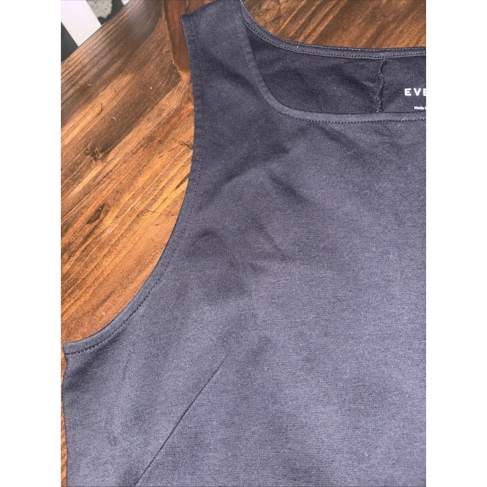 EVERLANE Womens sz Medium 100% Cotton Sleeveless Midi Dress Black Classic - Image 3