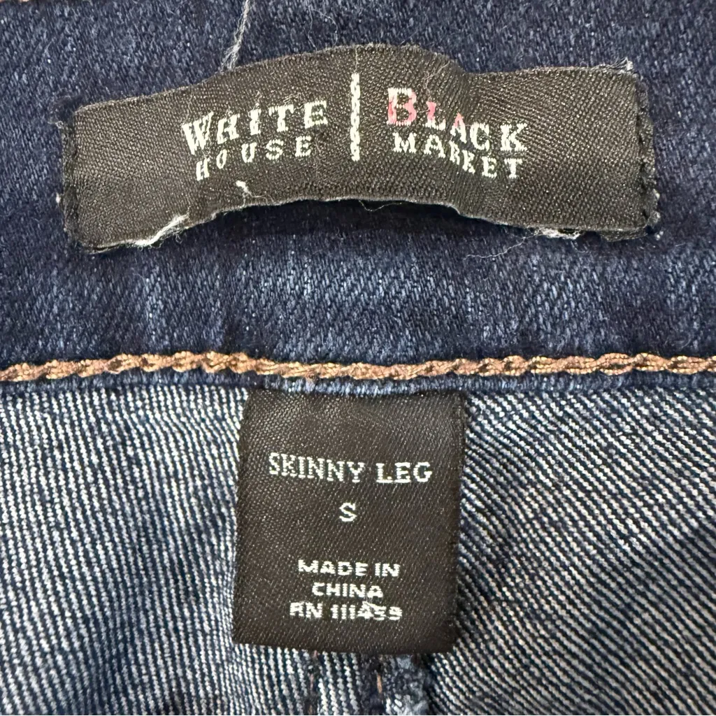 White House Black Market Skinny Leg Cropped Denim Jeans Women’s Small Dark Blue - Image 4