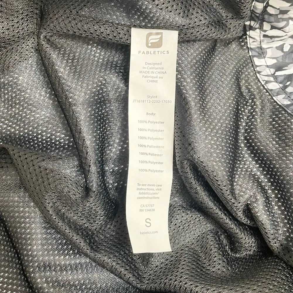 Fabletics Siena Lightweight Hooded Windbreaker Jacket Black & White Size Small - Image 10