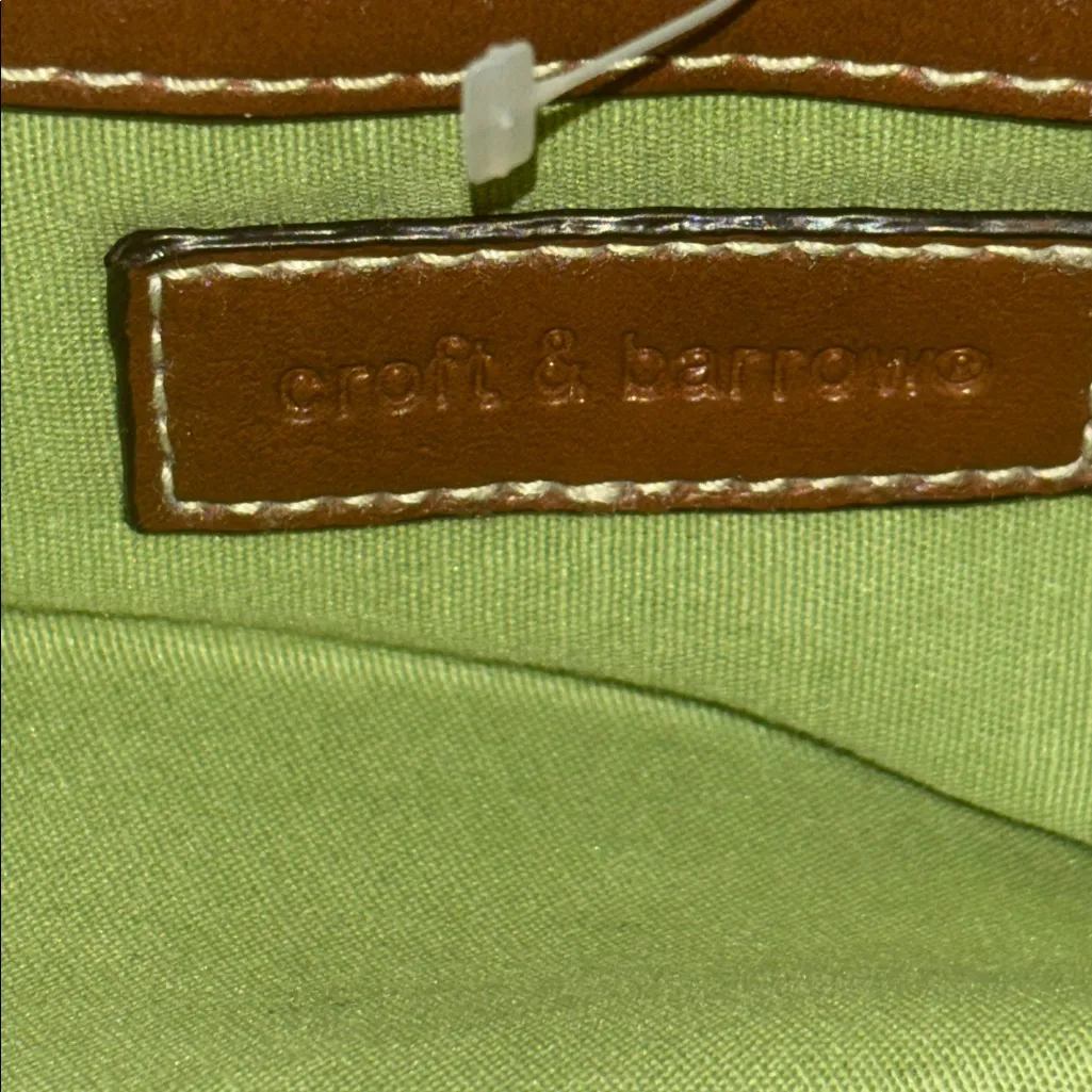 CROFT AND BARROW GREEN FLORAL DESIGN IN CANCAS WITH TAN FAUX LEATHER ACCENTS - Image 8