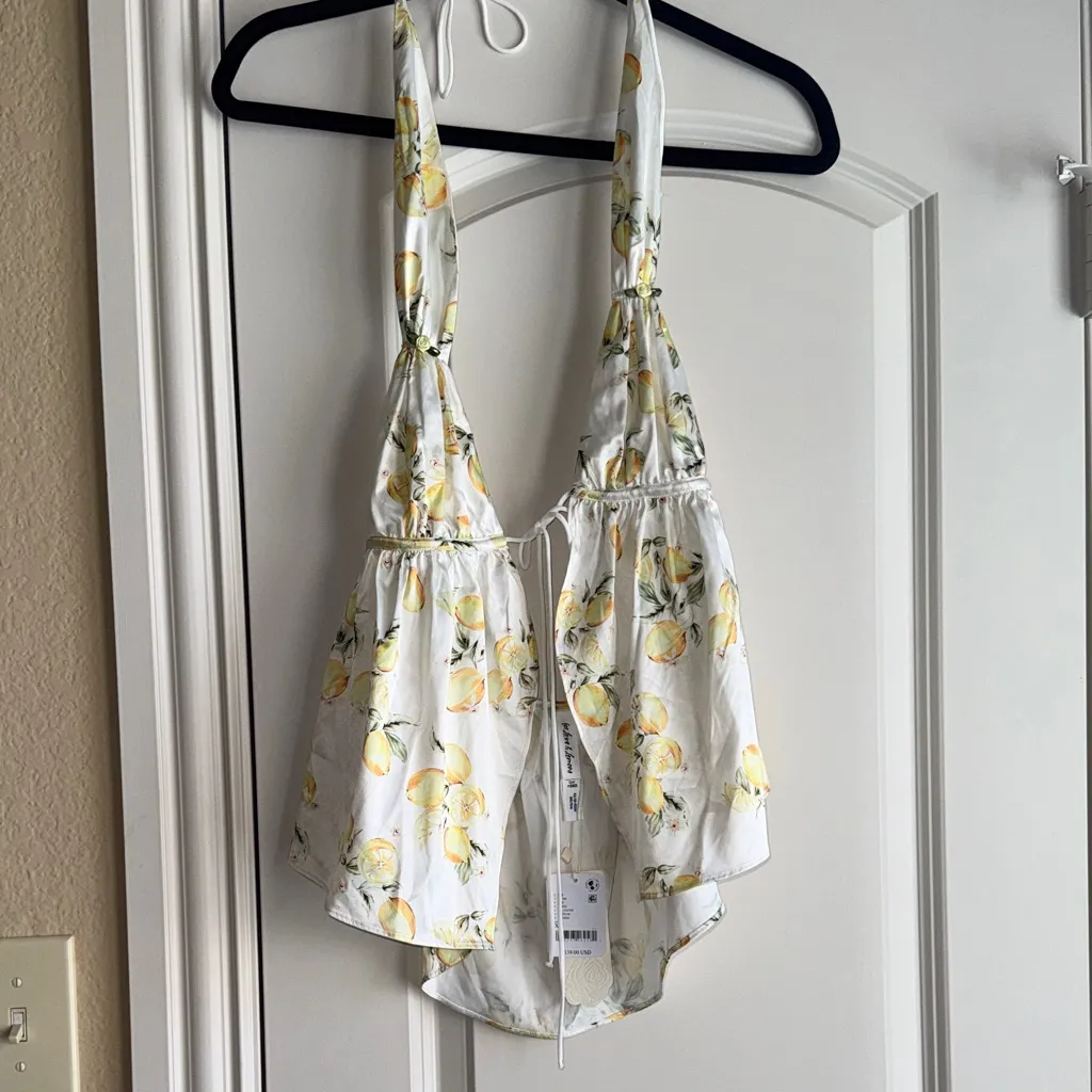 For Love And Lemons Lemon Print Halter Top - Image 3