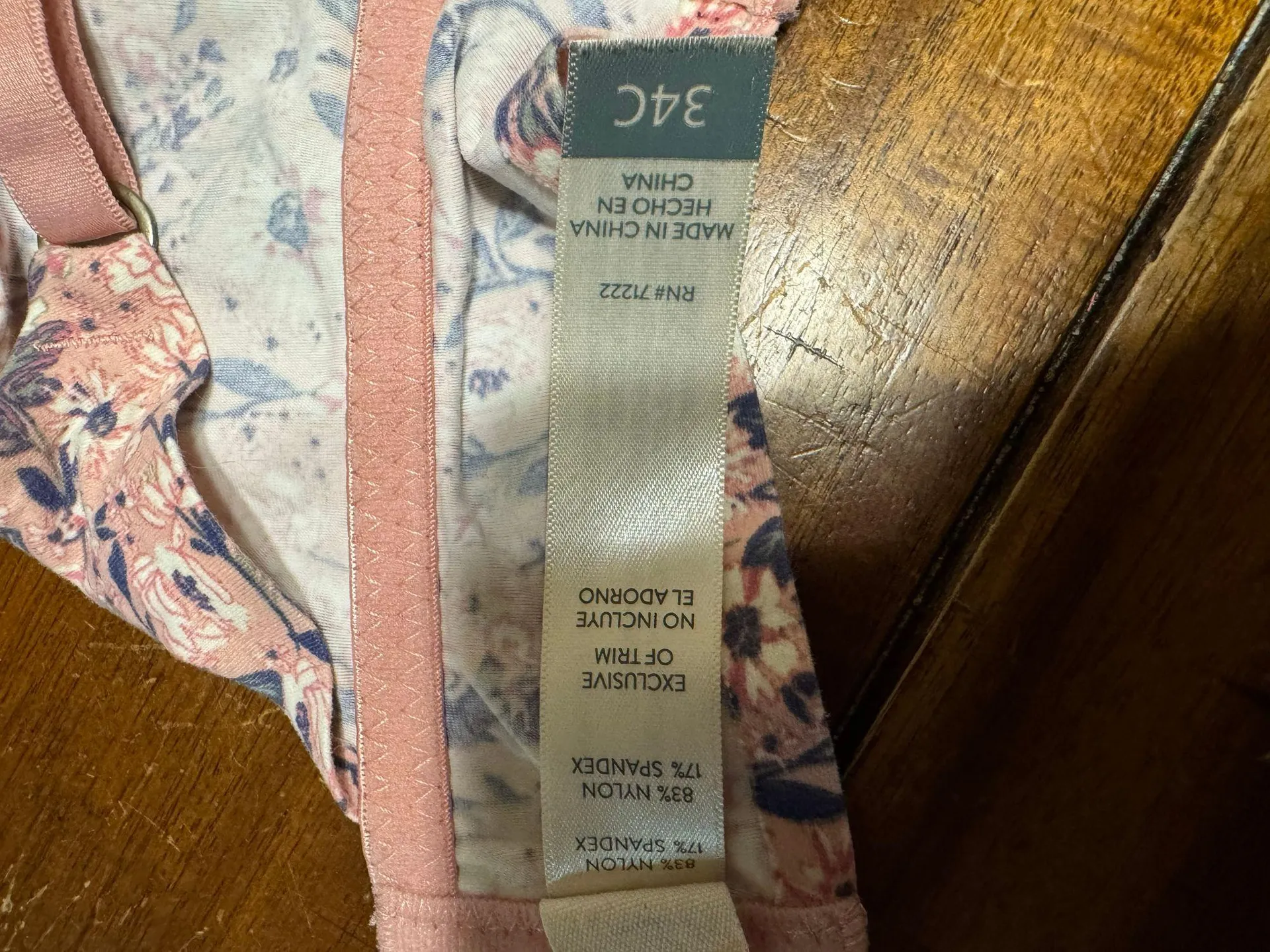 Lucky Brand Pink Floral Bra Size 34C - Image 5