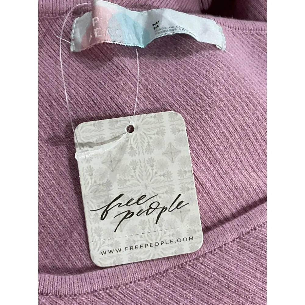 Free People Waverly Jumpsuit in Lilac Wine Medium New Womens Knit Outfit - Image 8