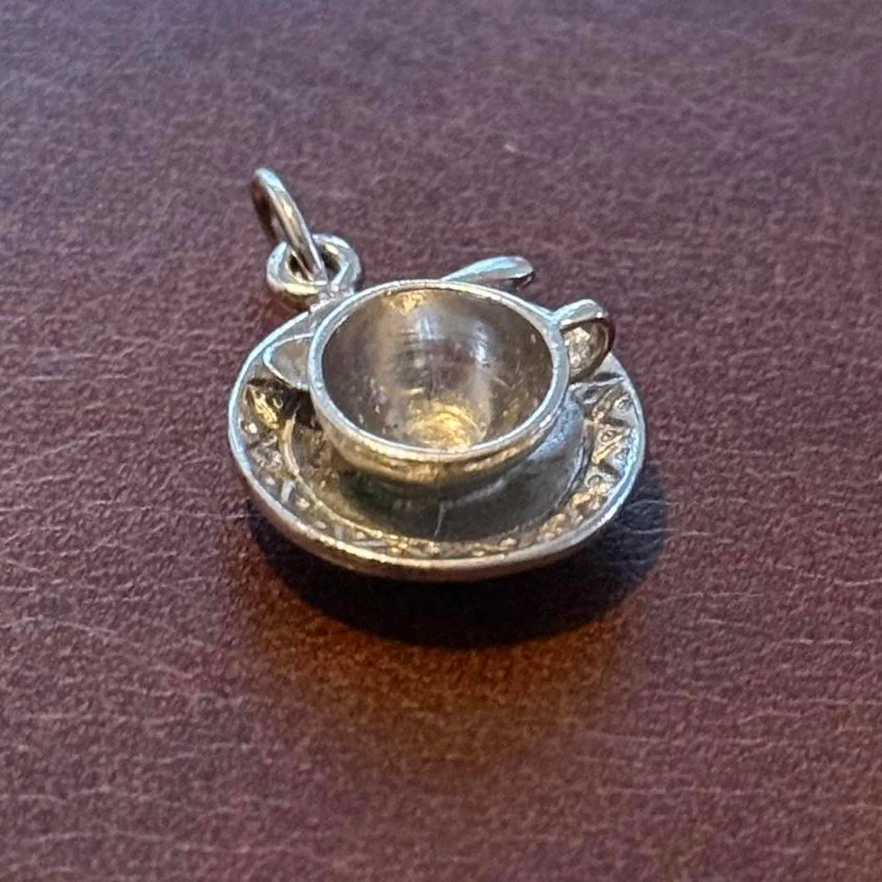 Vintage Sterling Silver Teacup + Plate Pendant/Charm - Image 3