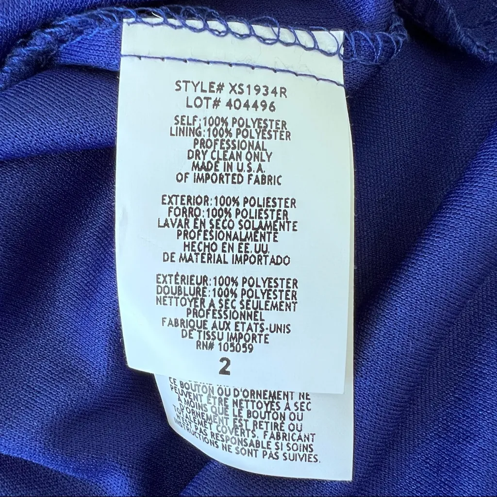 XSCAPE formal dress sapphire blue one shoulder wedding prom size 2 - Image 12