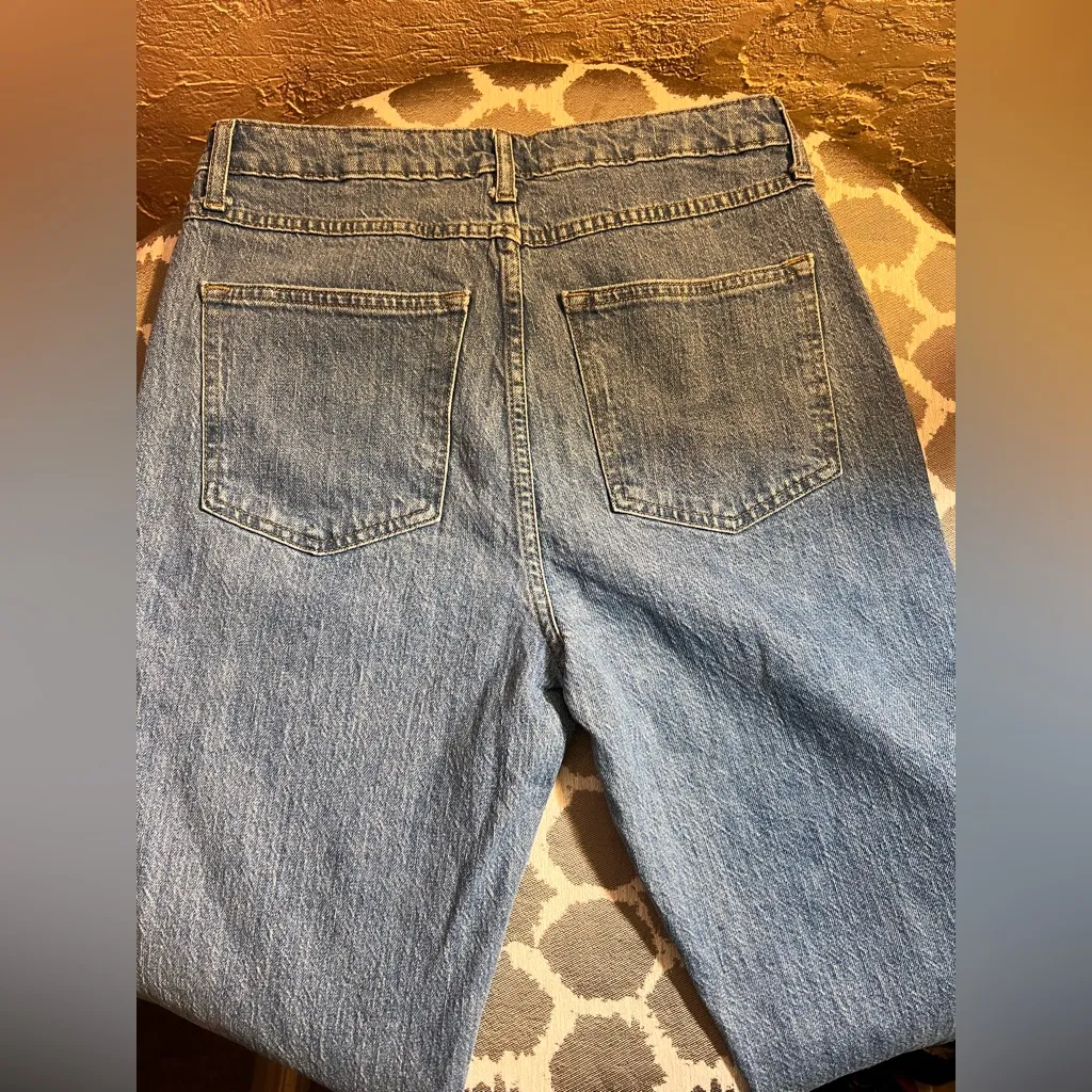 Forever 21 Light Blue Distressed Flare Jeans sz 29 fray wide leg high rise boho - Image 6