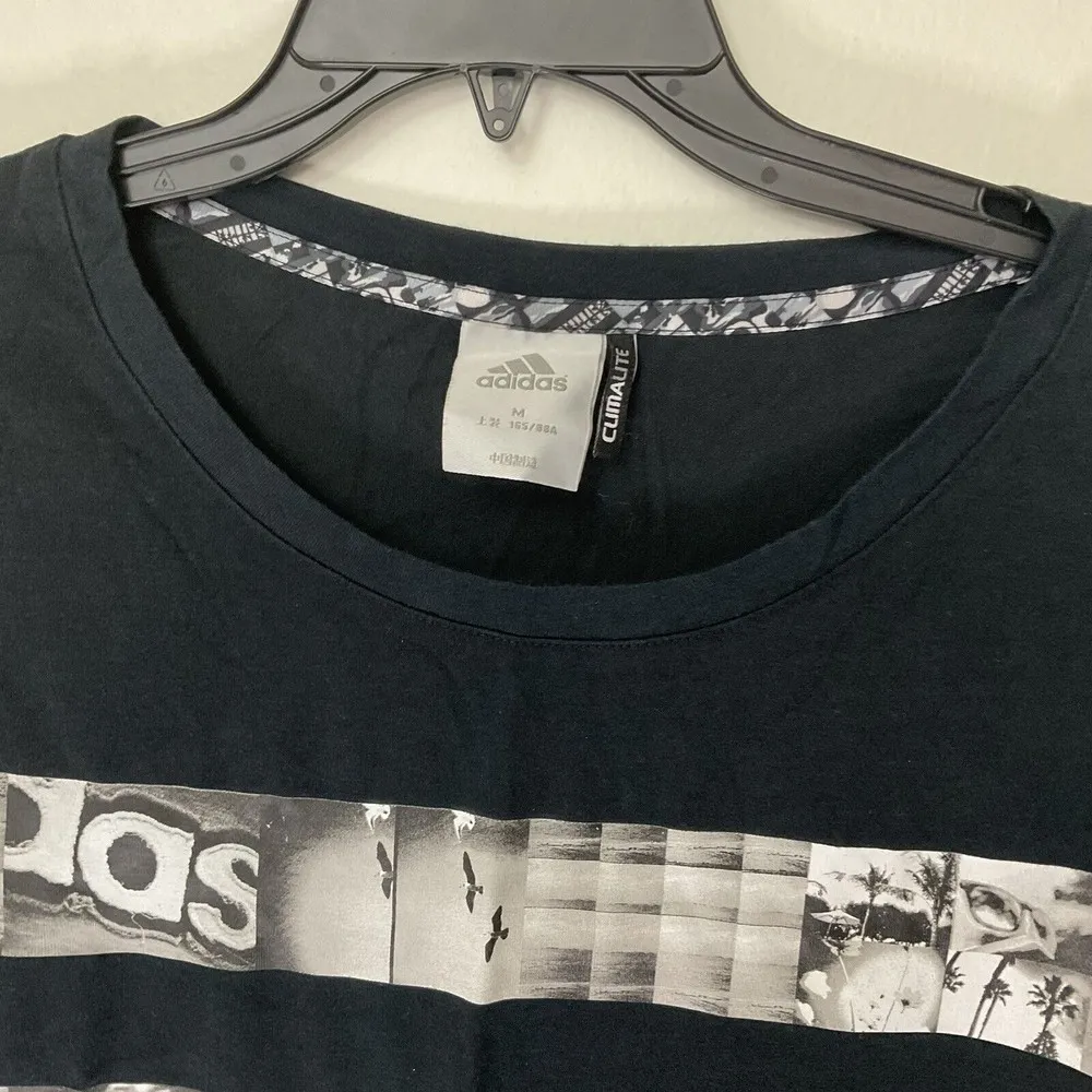 Adidas Black Short Sleeve Nature Scenery Film Strip Medium Picture T-shirt Tee - Image 7
