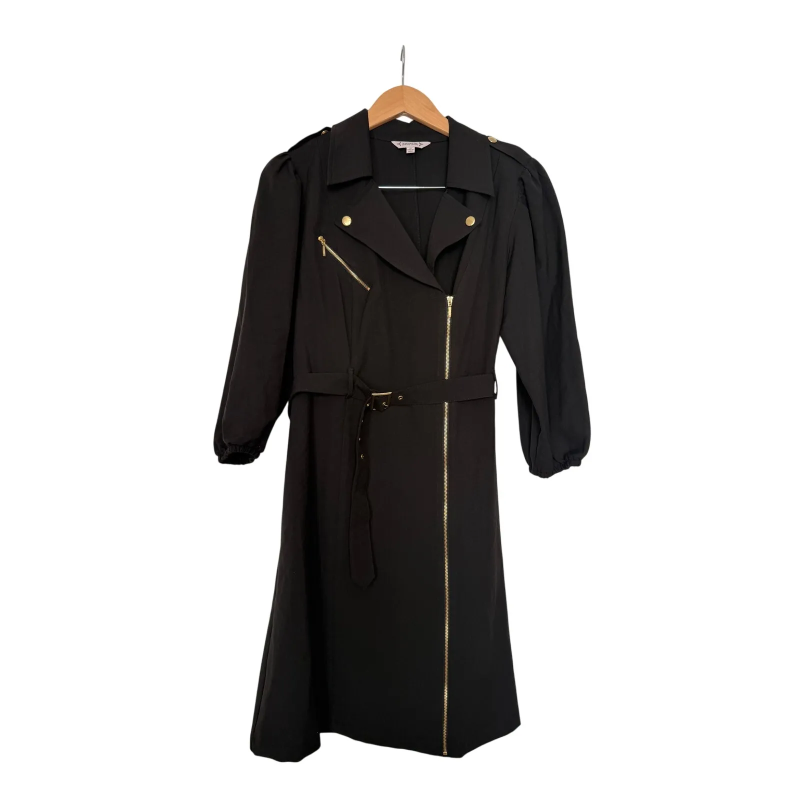 Nanette Lepore Belted Midi Dress / Trench Coat Size 16 in Charcoal Black NEW - Image 2