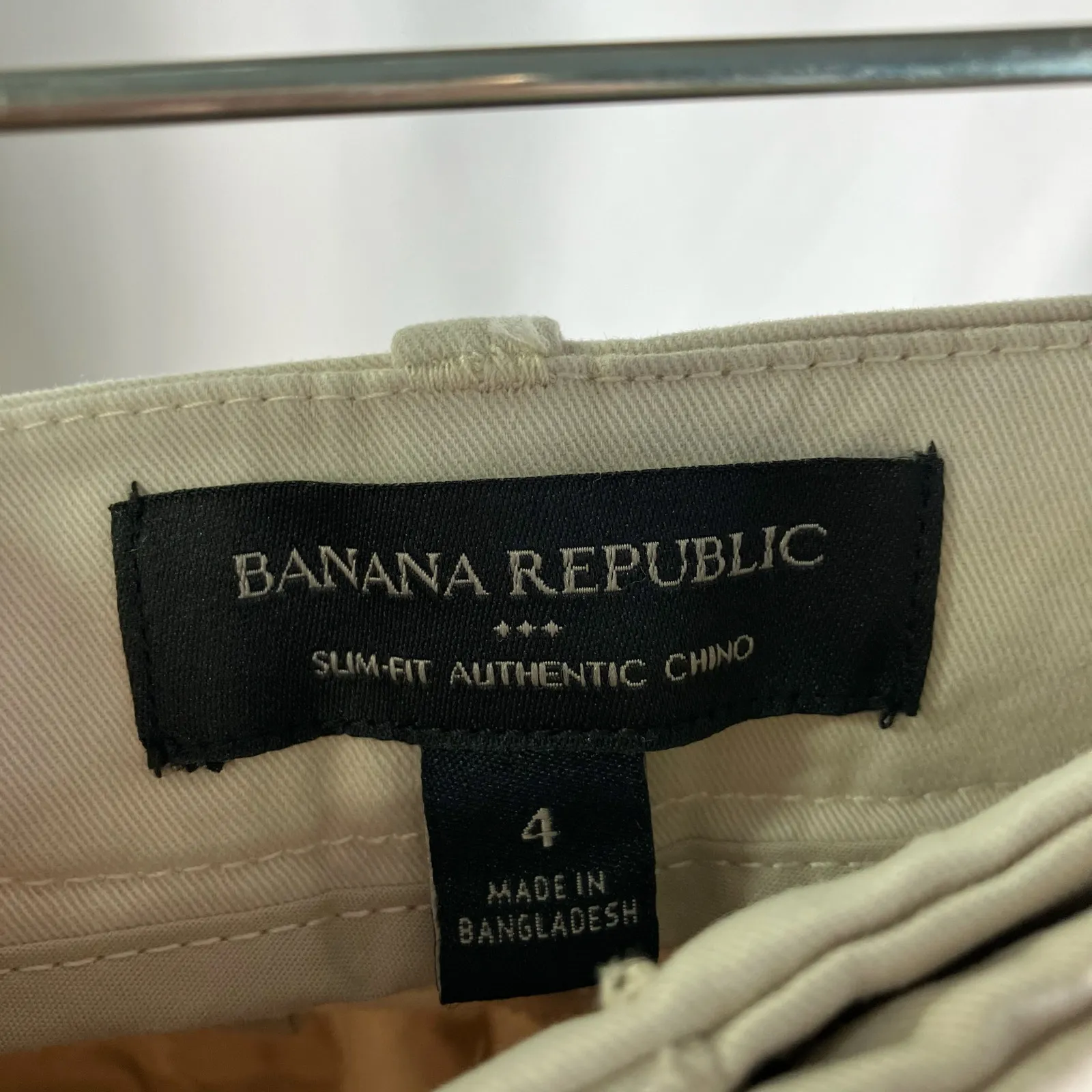 Banana Republic Slim-Fit Authentic Chino Pants Women's‎ 4 Beige Stretch Cotton - Image 5