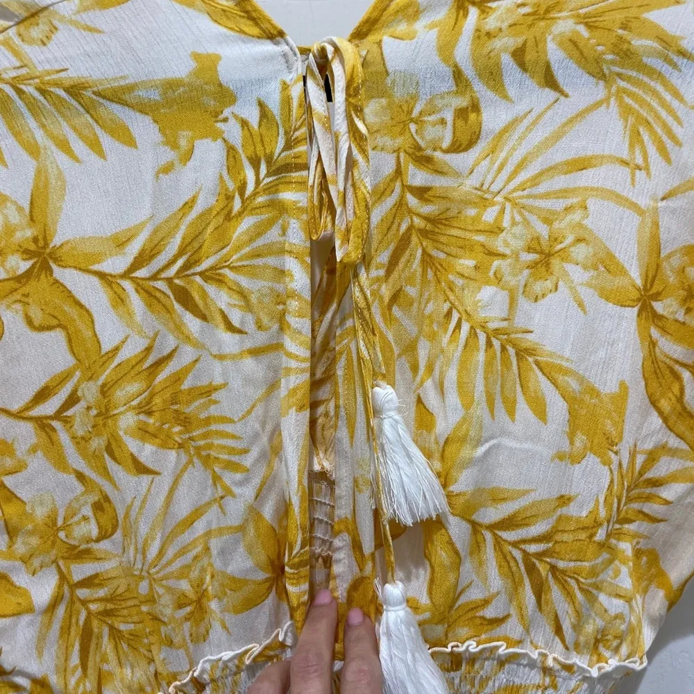 Blue Island Yellow Floral Beach Dress Coverup XS - Image 4