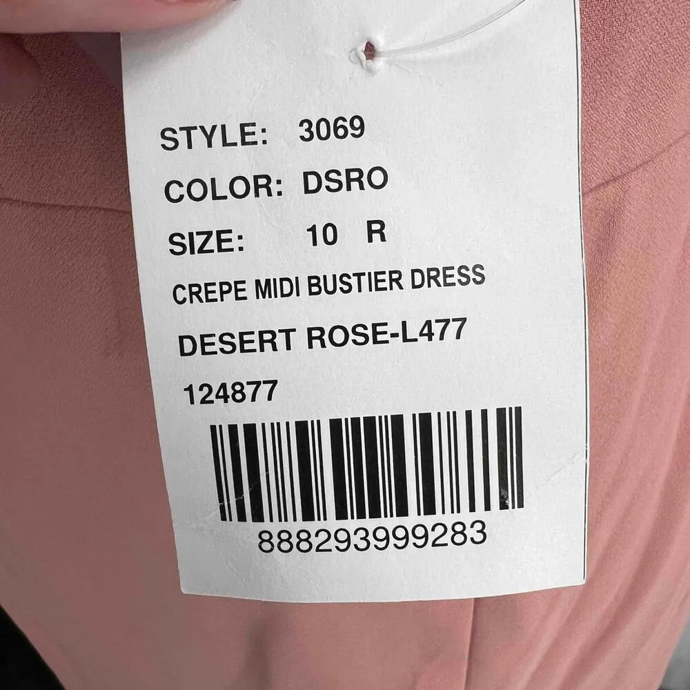 Dessi Collection Midi Dress Rose Sleeveless Spaghetti Straps Bustier Size 10 New - Image 8