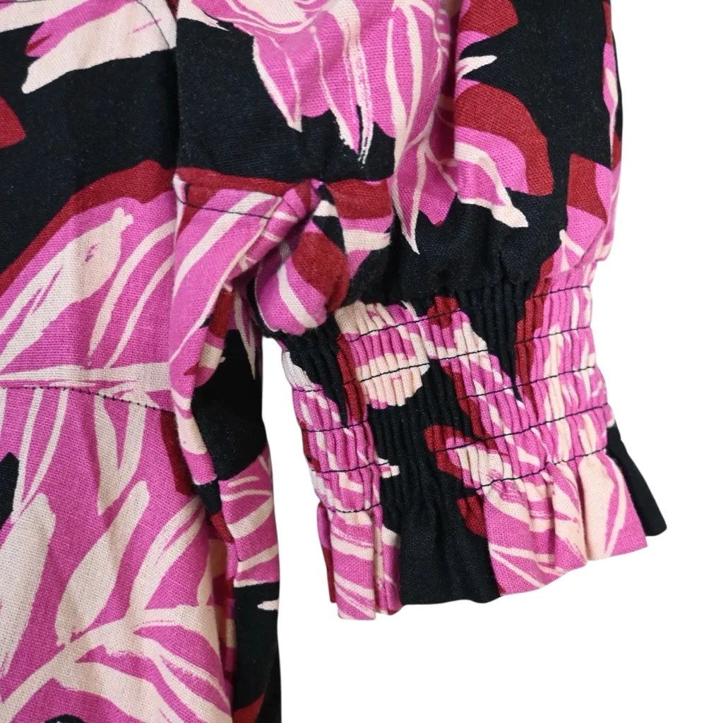 Who What Wear Women's XS Tropical Puff Sleeve Linen Dress - Image 8