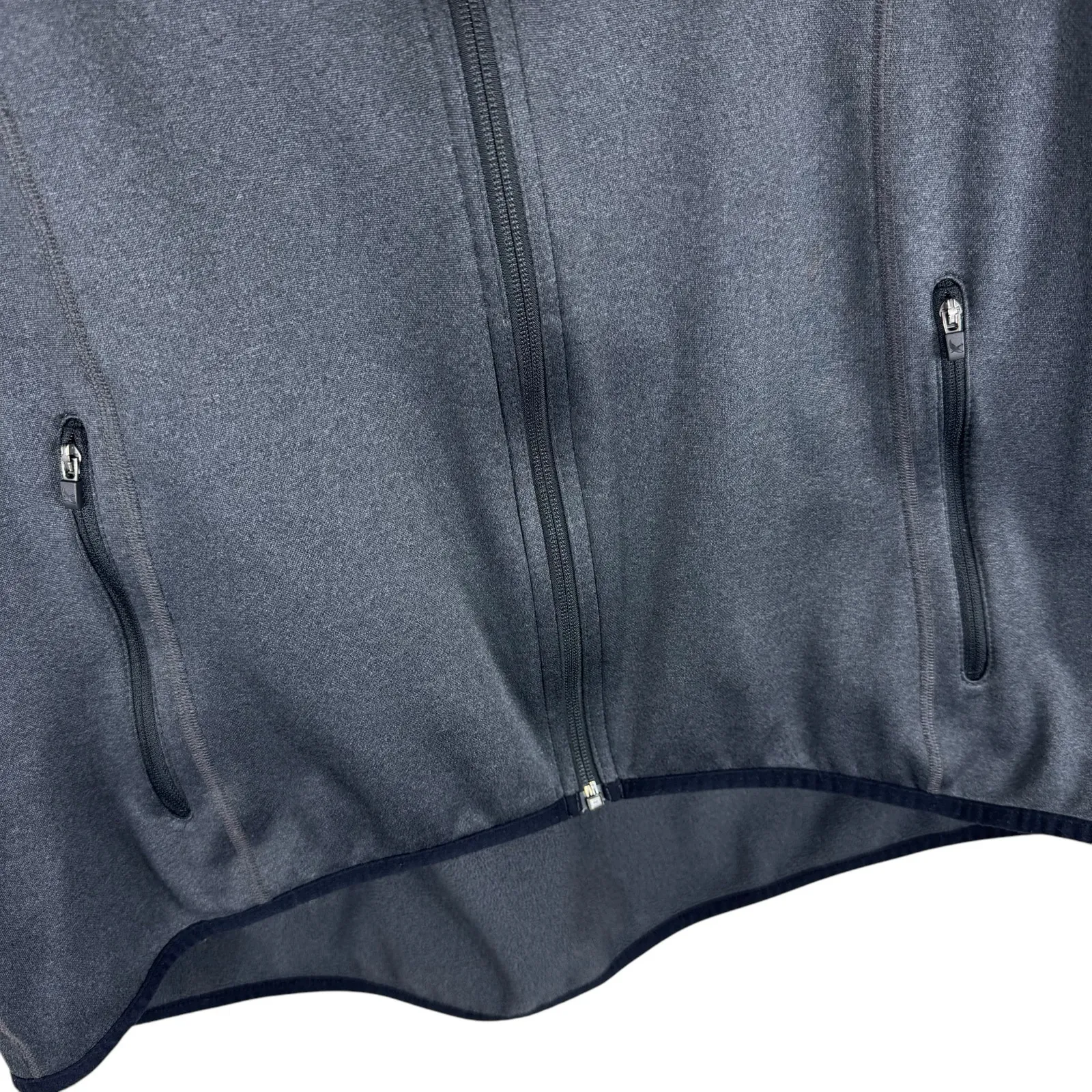 Eddie Bauer Gray Mock Neck Full Zip Fleece Lined‎ Jacket Zippered Pockets Size L - Image 3