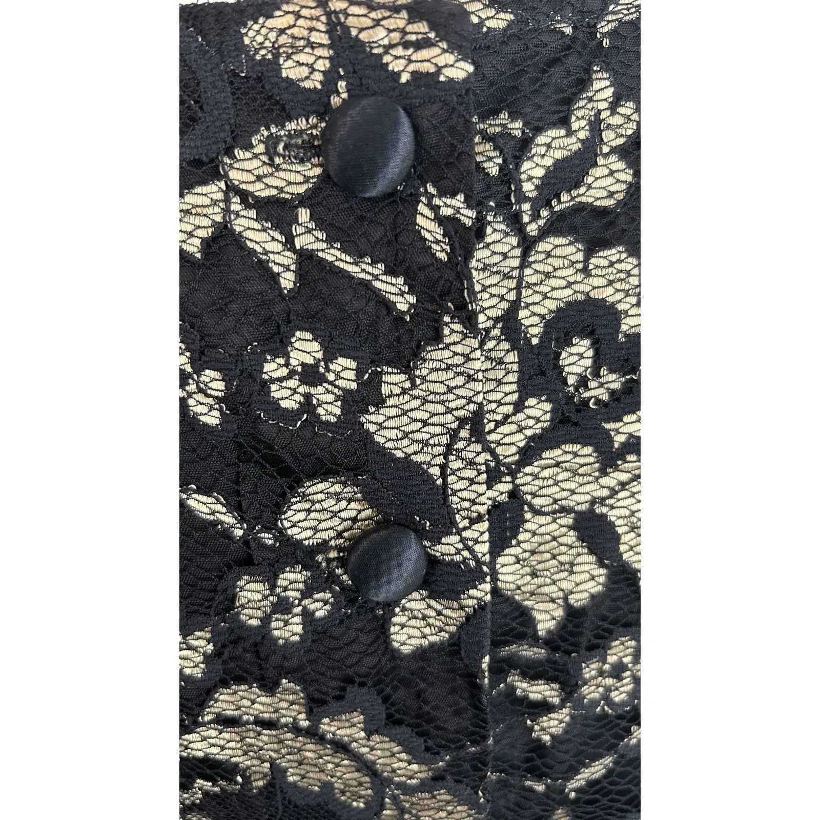 VTG My Michelle NWT Lace Gold Black Top SZ 13 Lined Crop Top 90's Office Siren - Image 6