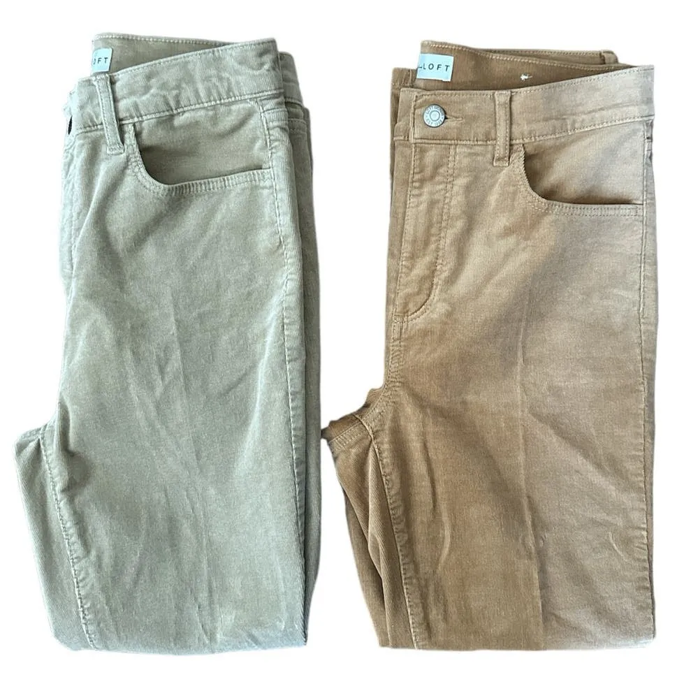Loft high rise skinny corduroy pants bundle of 2 pairs tan & camel size 6 - Image 5