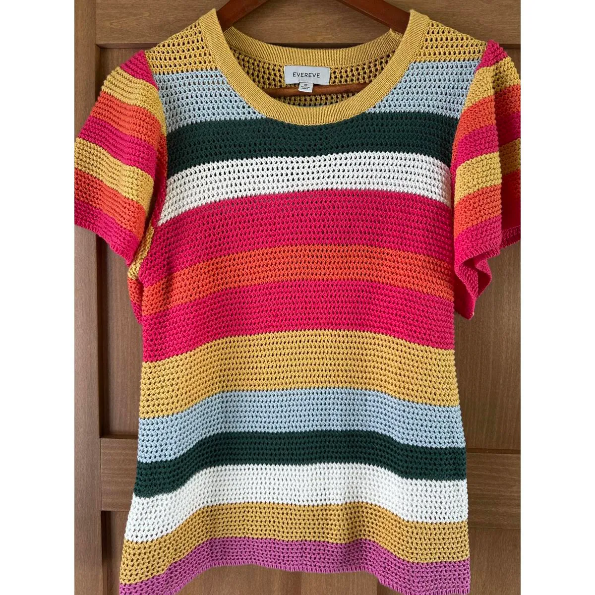 Evereve Haven Crochet Knit Flutter Short Sleeve Sweater Women’s size Medium - Image 5