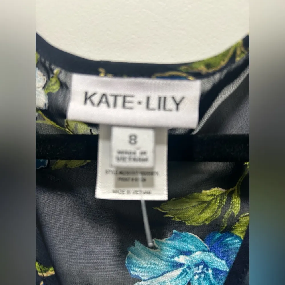 Kate & Lily Floral Chiffon Long Sleeve Maxi Dress blue long thick shear Size 8 - Image 3