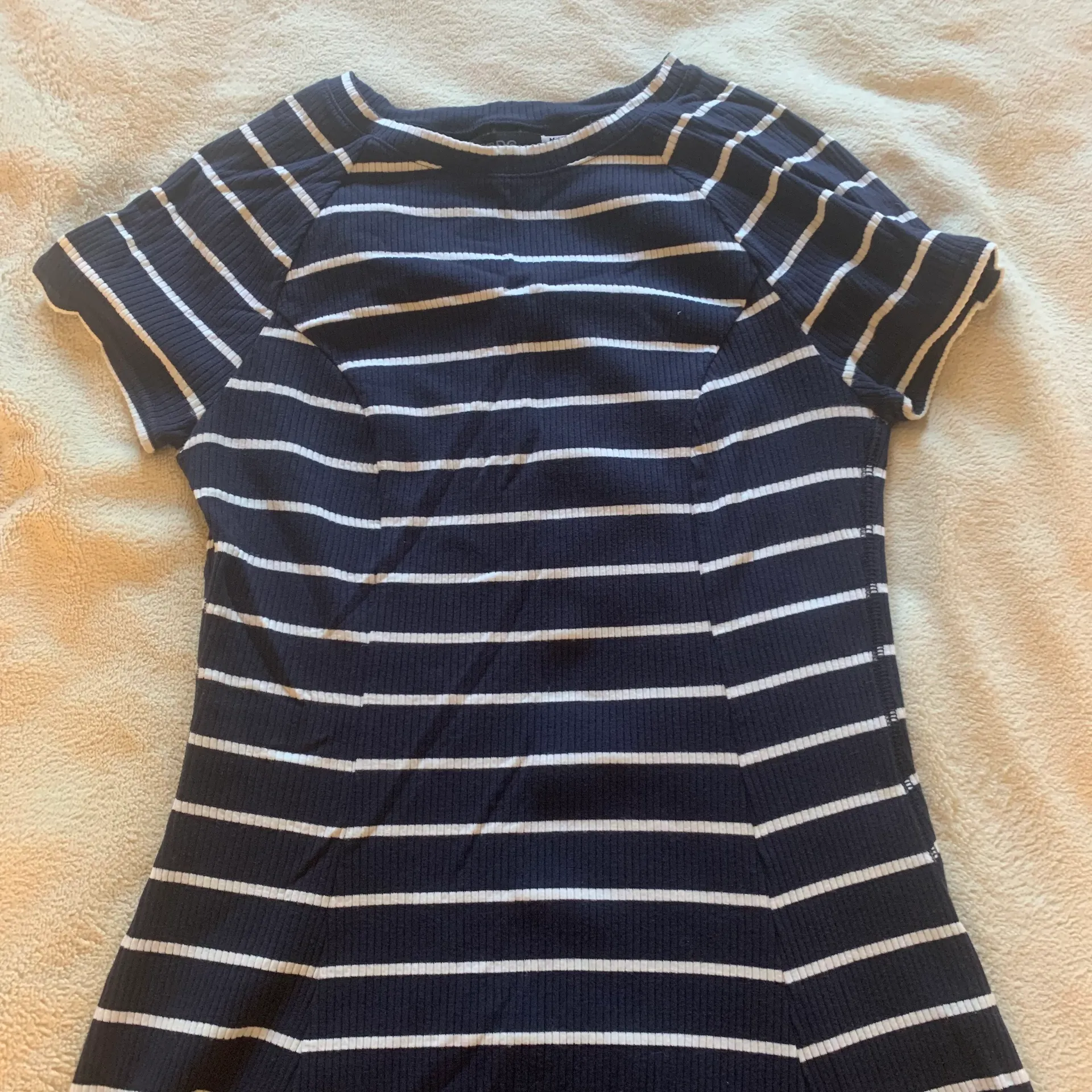 BDG Jackie A-Line Navy Blue and White Stripe Dress - Image 5