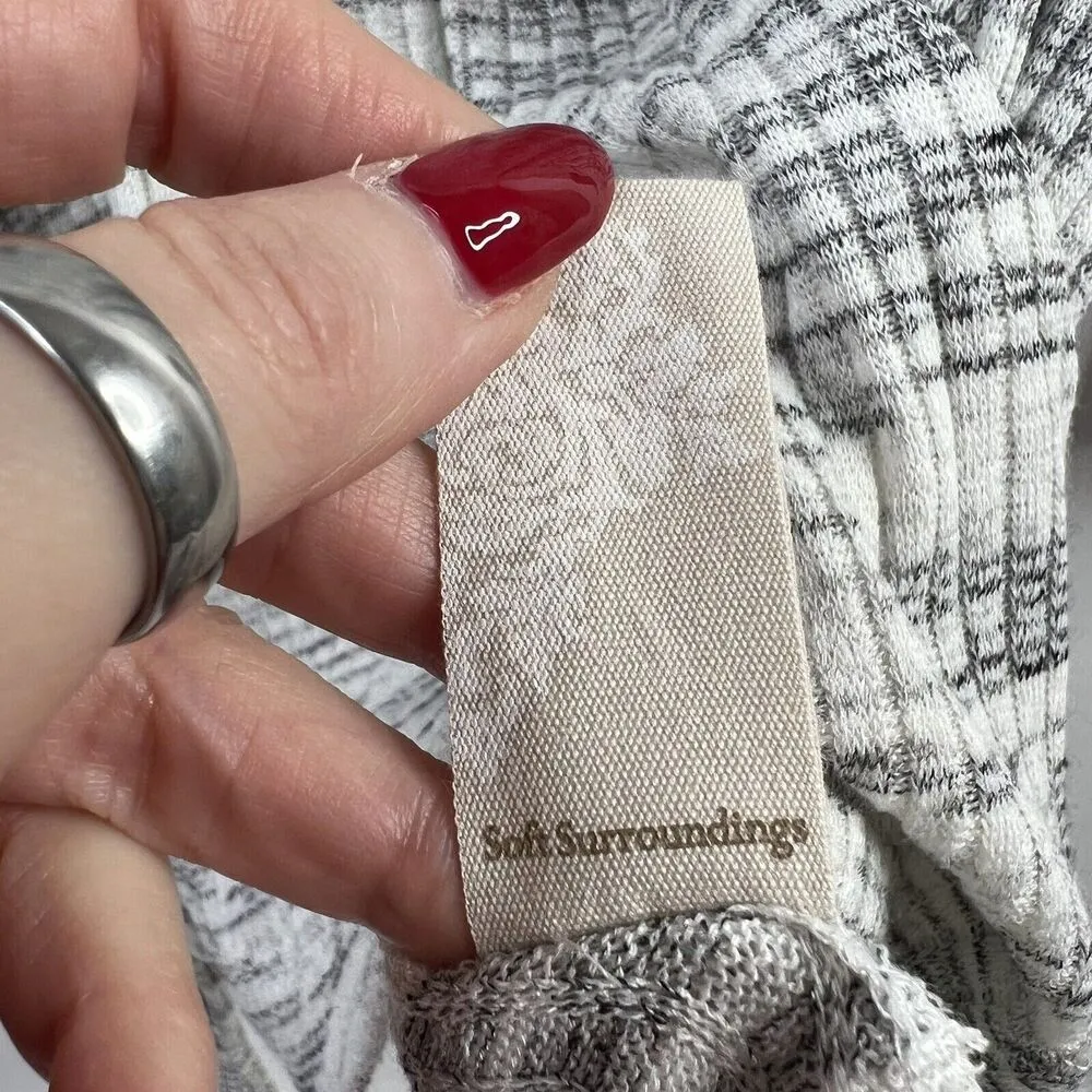 Soft Surroundings Sz XL Tunic Top Ribbed Side Tie Knit Gray Space Dye Scoop Neck - Image 7