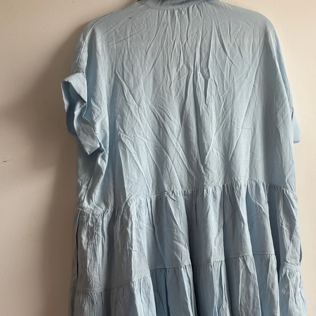 Mustard Seed Sky Blue Shirt Dress - Image 5