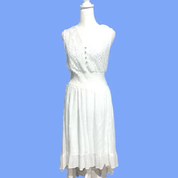 ICE Elegant White hi/low flirty summer dress Size M - Image 6