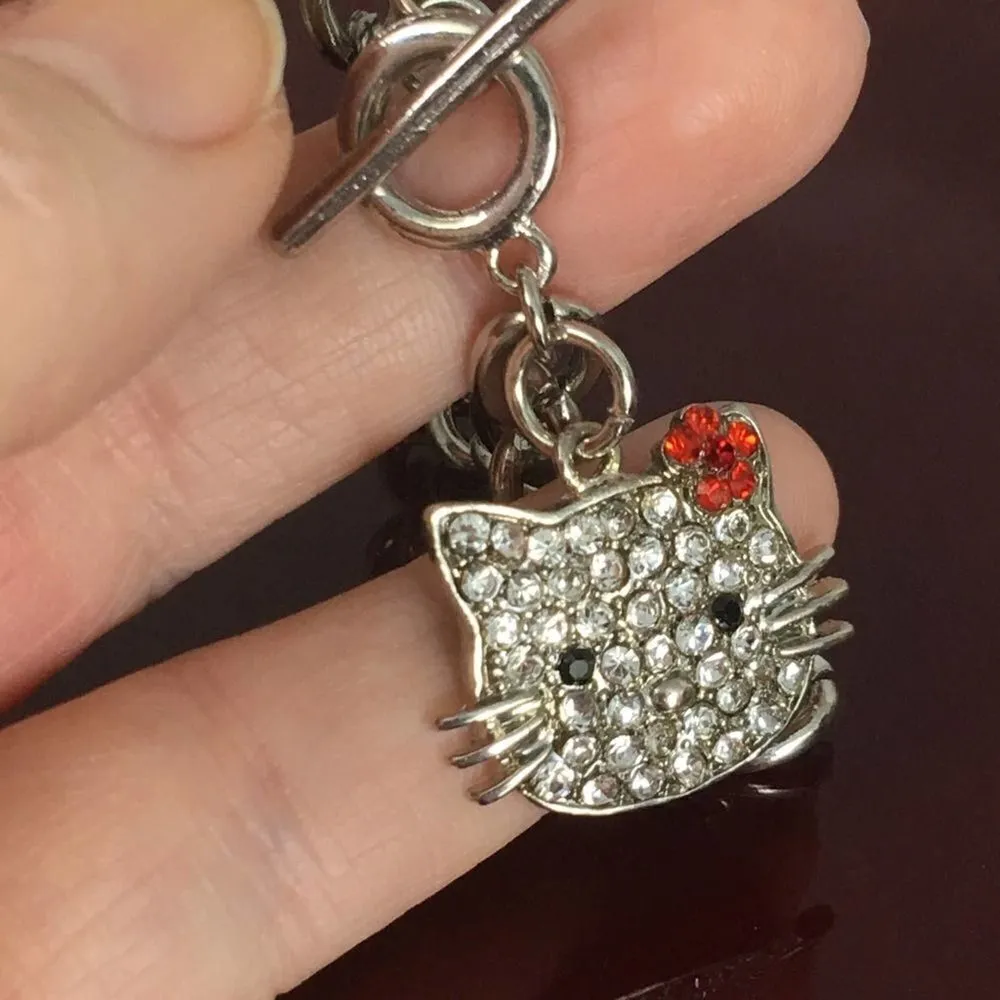 Hello Kitty Cz Silver Toggle Bracelet Silver - Image 3