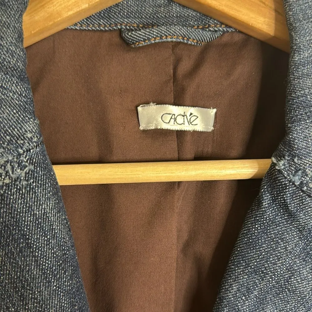 Vtg cache ladies denim thick jacket size 12 - Image 5