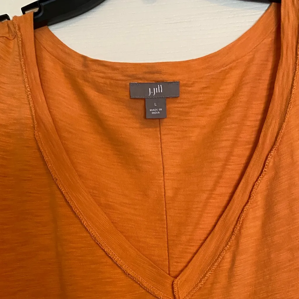 J.JILL COTTON V NECK TSHIRT SUNDRESS LARGE Orange - Image 2