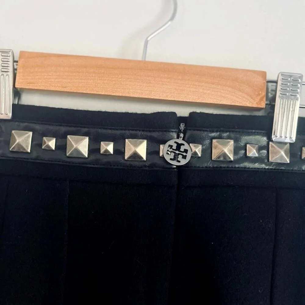 Tory Burch | Black Studded 100% Wool Pencil Skirt | Sz S | Edgy, Corporate Goth - Image 6