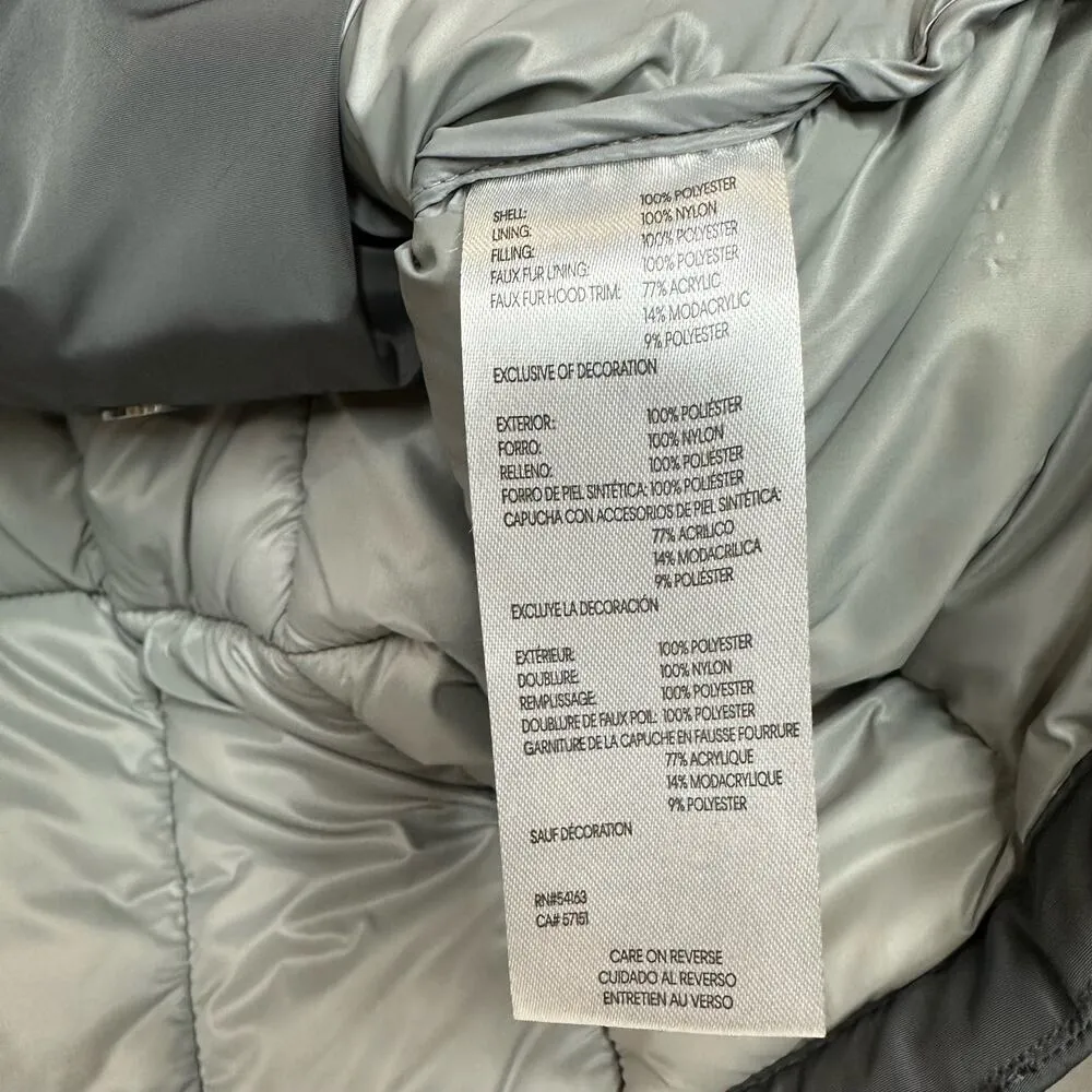 Womens Calvin Klein Repel 2 Degree Puffer Jacket Coat Faux Fur Collar Gray Small - Image 10