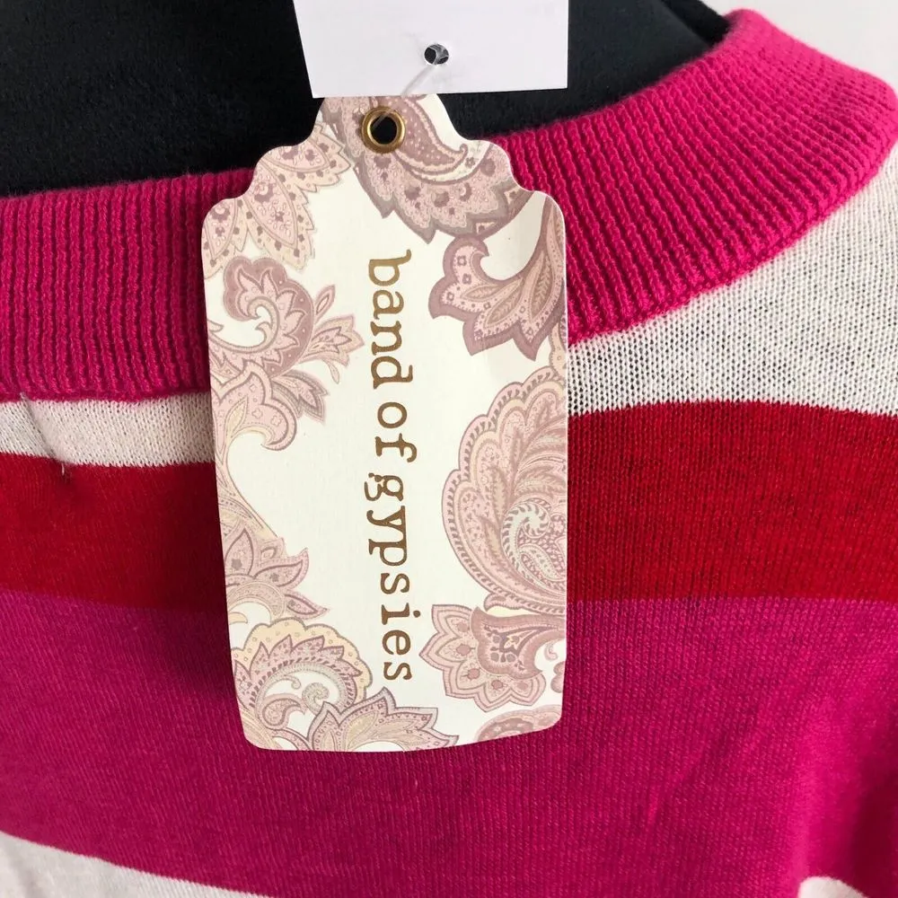 Band of Gypsies Womens Sweater Medium Pink Stripe Dolman Sleeve Oversized‎ NWT - Image 5