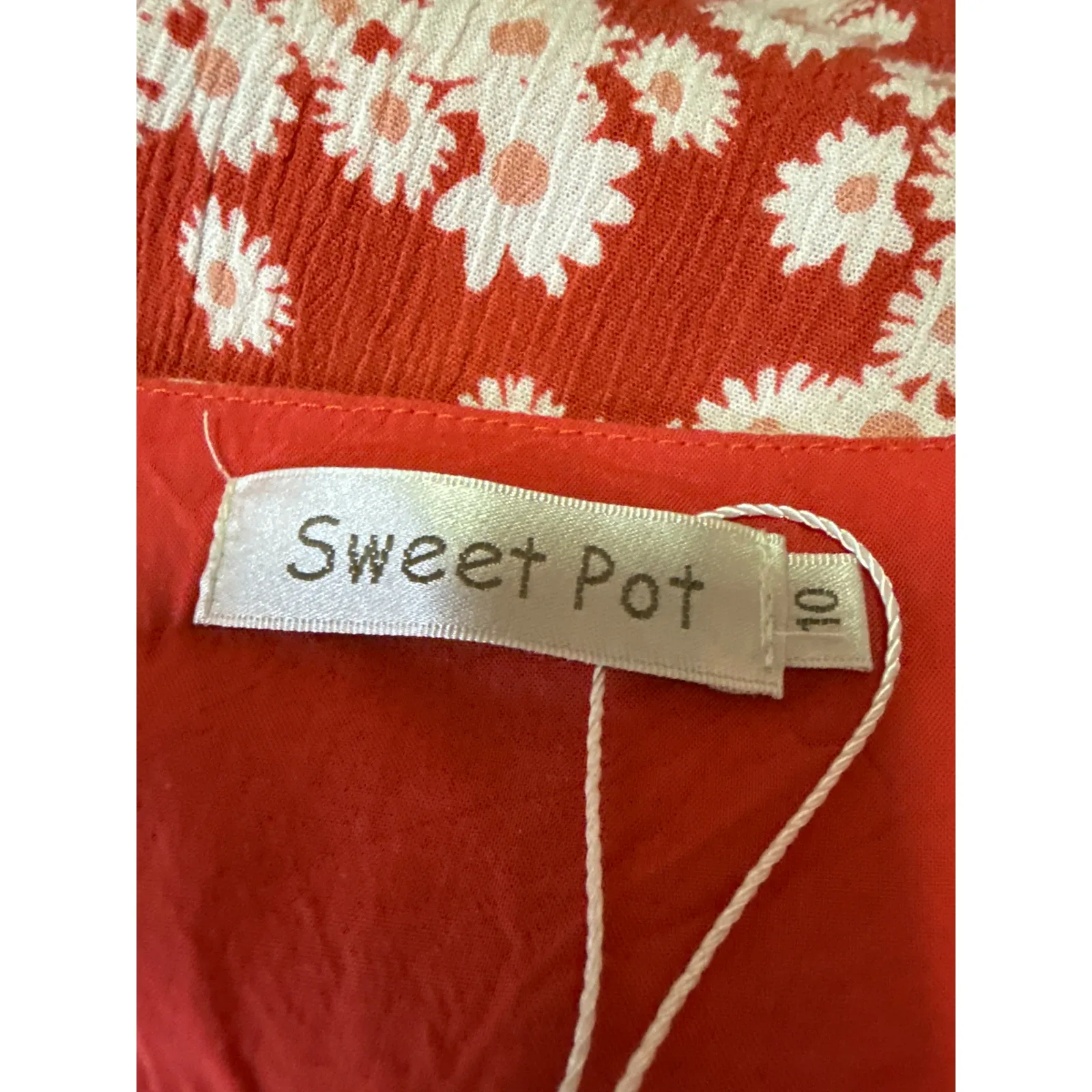 Sweet Pot Red White Floral Sleeveless Tie Strap Cami Camisole Mini Tank Dress 10 - Image 5