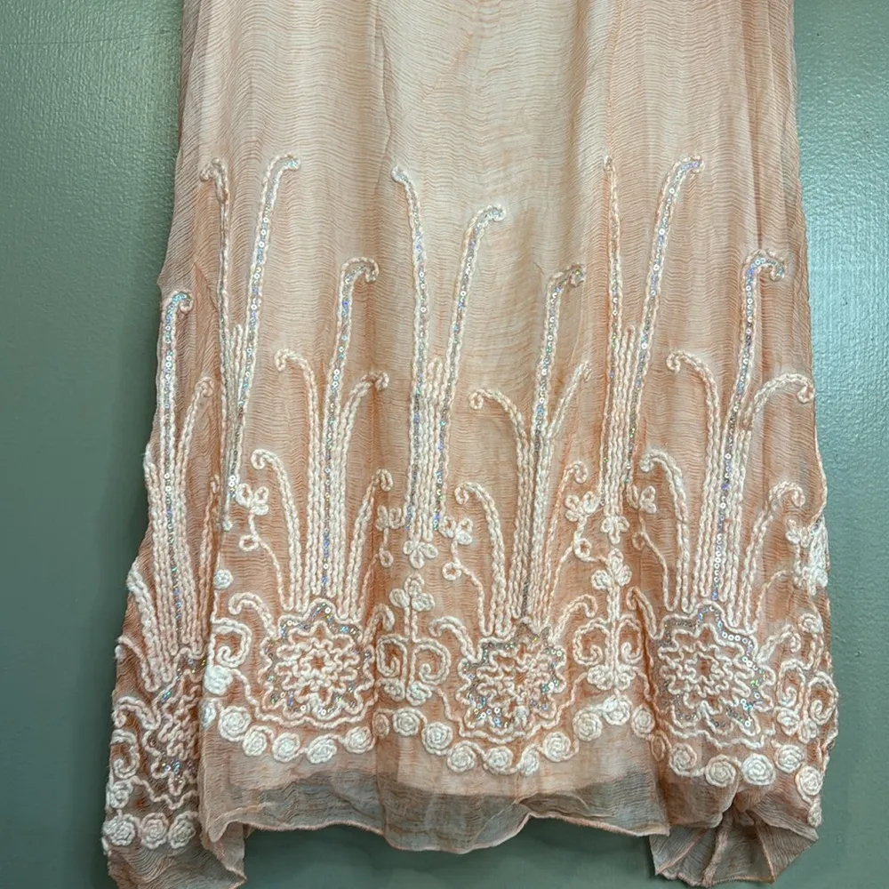 Soft surroundings Chiffon Sequins Romantic Tunic Top Peach Size Large - Image 5