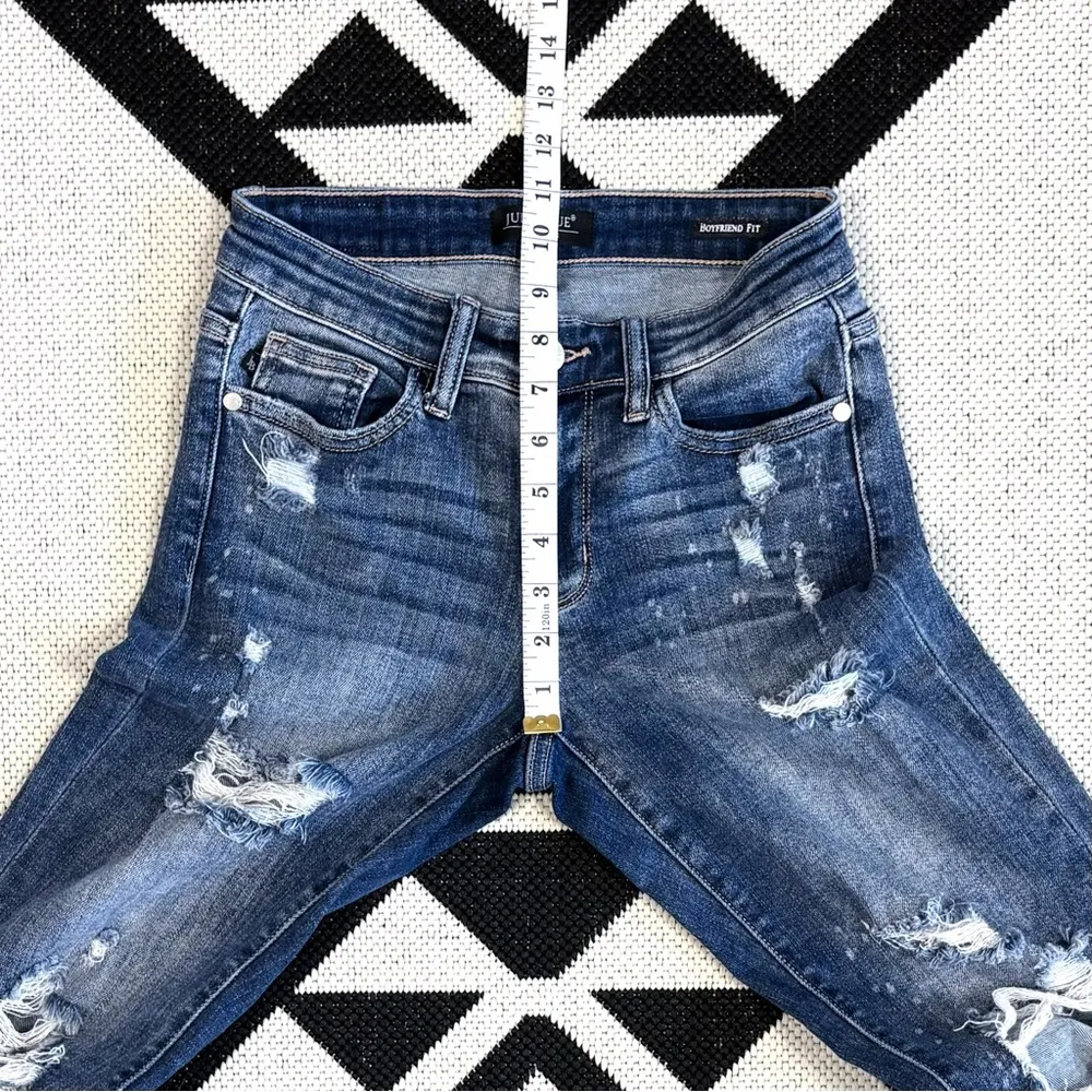 Judy Blue Bleach Splatter Distressed Boyfriend Jeans Size 24 - Image 6