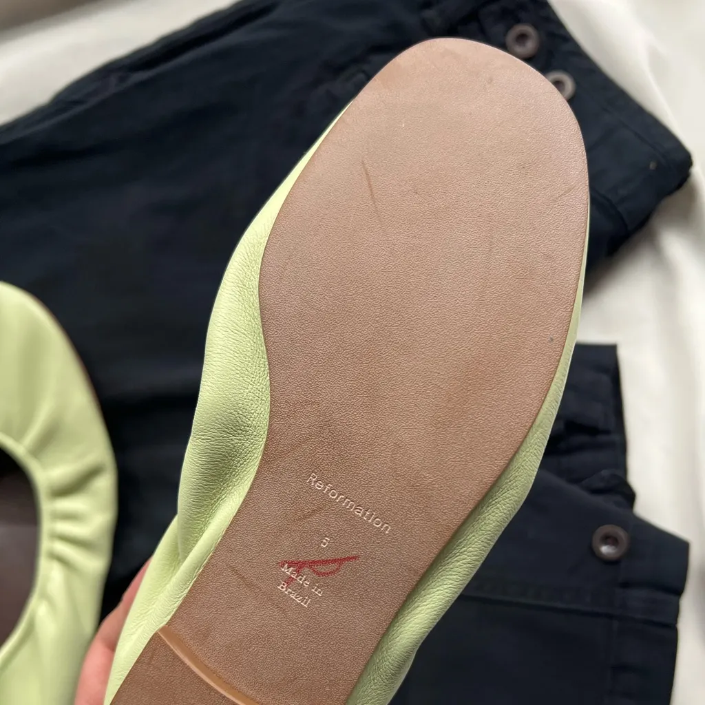 REFORMATION GREEN BUFFY RUCHED BELLET FLAT ✨🩰 - Image 6