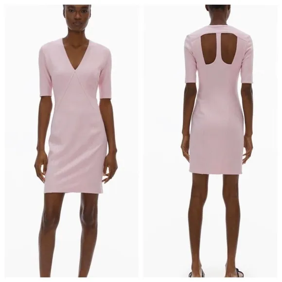Helmut Lang Light Pink Mini Dress Size Small S Gala Knit Cutout Back - Image 2
