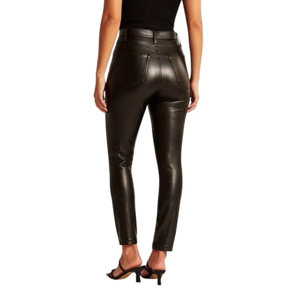 Abercrombie & Fitch Skinny High Rise Vegan Leather Pants Black Size 12/31 - Image 11