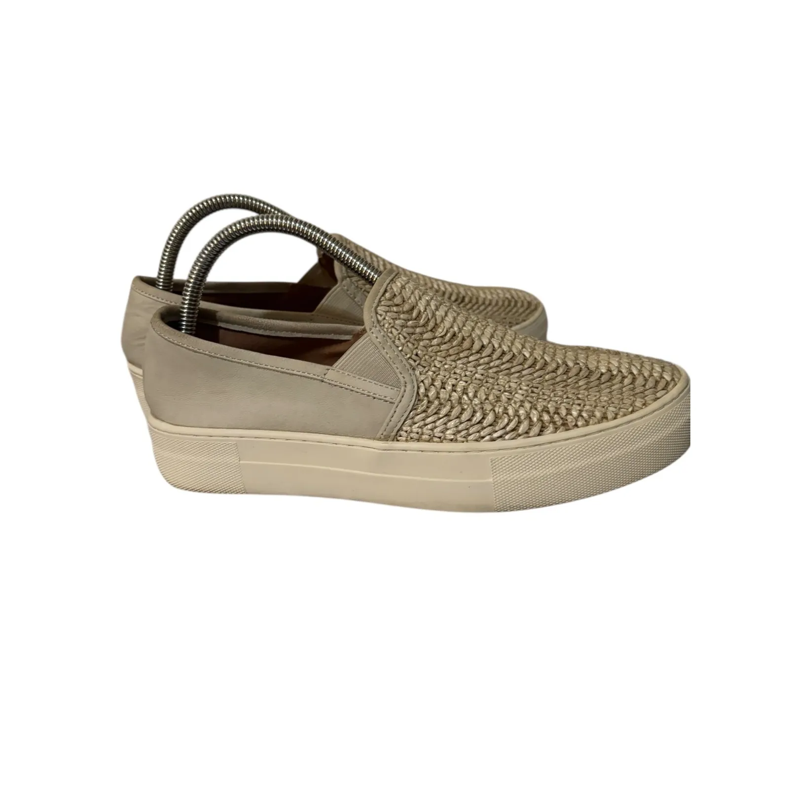 Steve Madden Steven Gaige Woven Cream Leather Platform Slip-on Sneakers Shoe 8.5 - Image 3