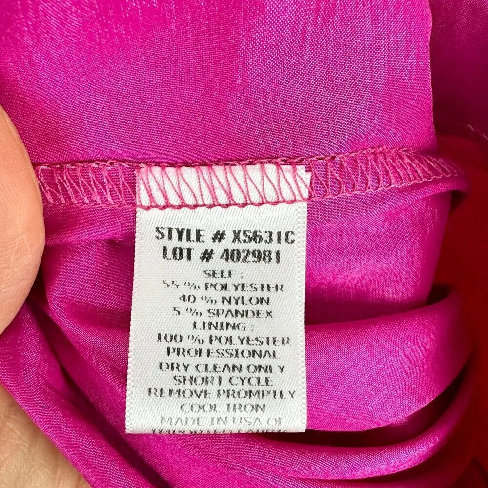 Cache Vintage 90s Y2K Satin One Shoulder Bow Detail Cocktail Dress Size 8 Pink - Image 11